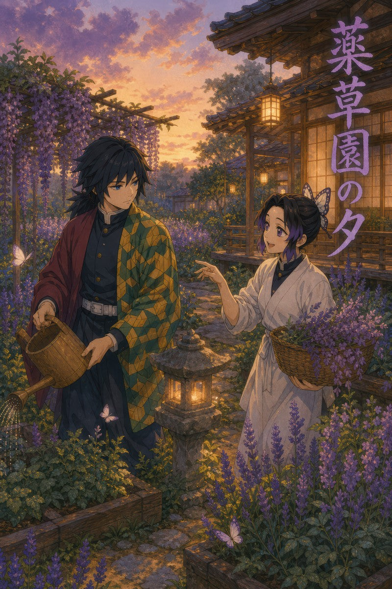 Demon Slayer Giyu Shinobu Ghibli Herb Garden Anime Poster