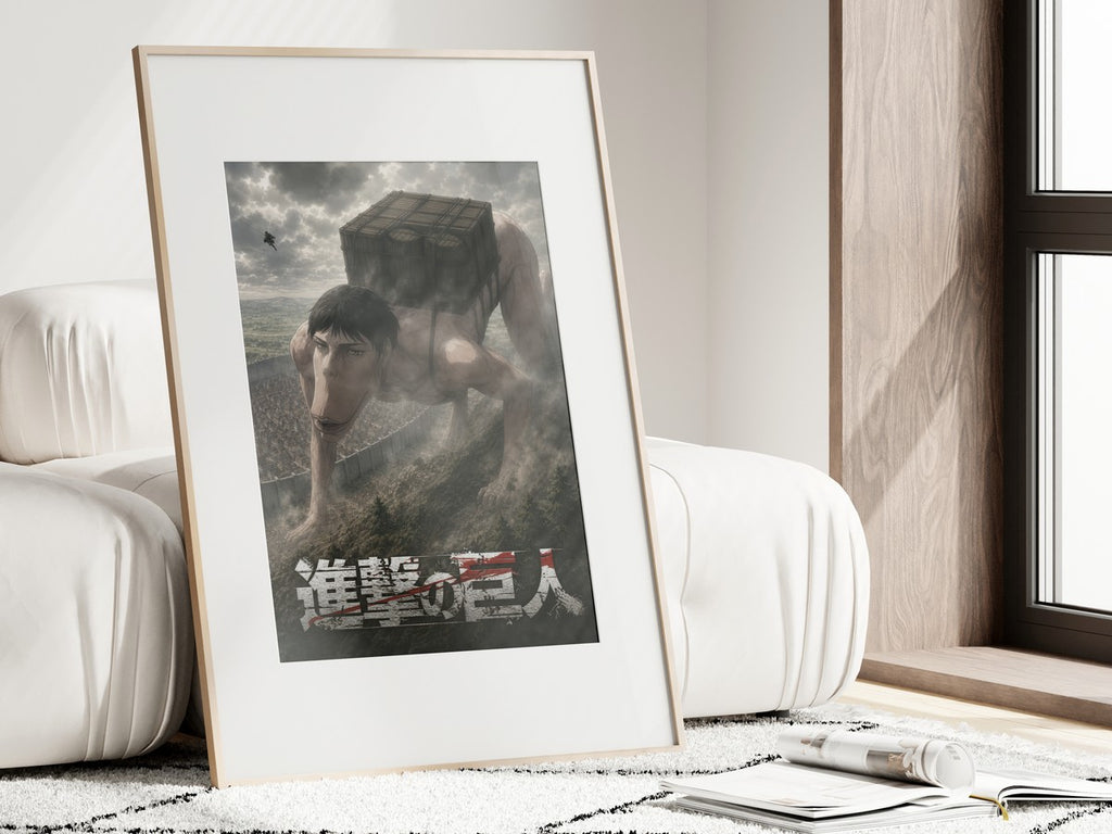 Framed poster above a desk