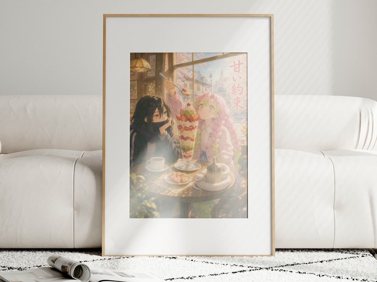 Demon Slayer Obanai Mitsuri Dreamy Parfait Cafe Anime Poster