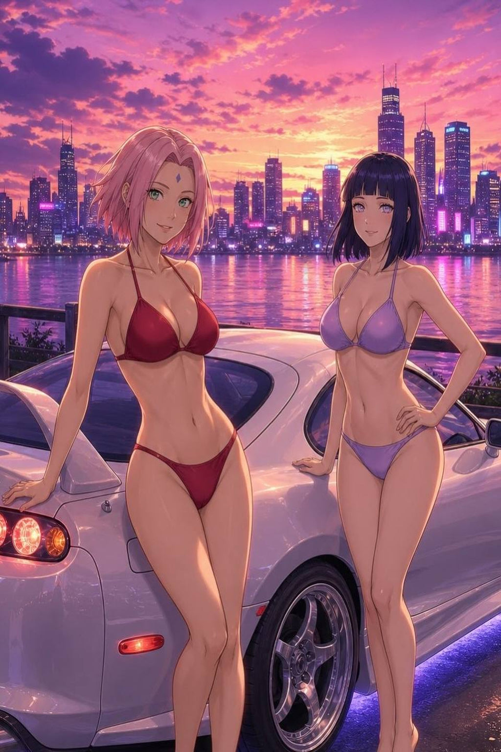 Sakura Hinata Naruto Anime Poster Ninja Sisters Art Print