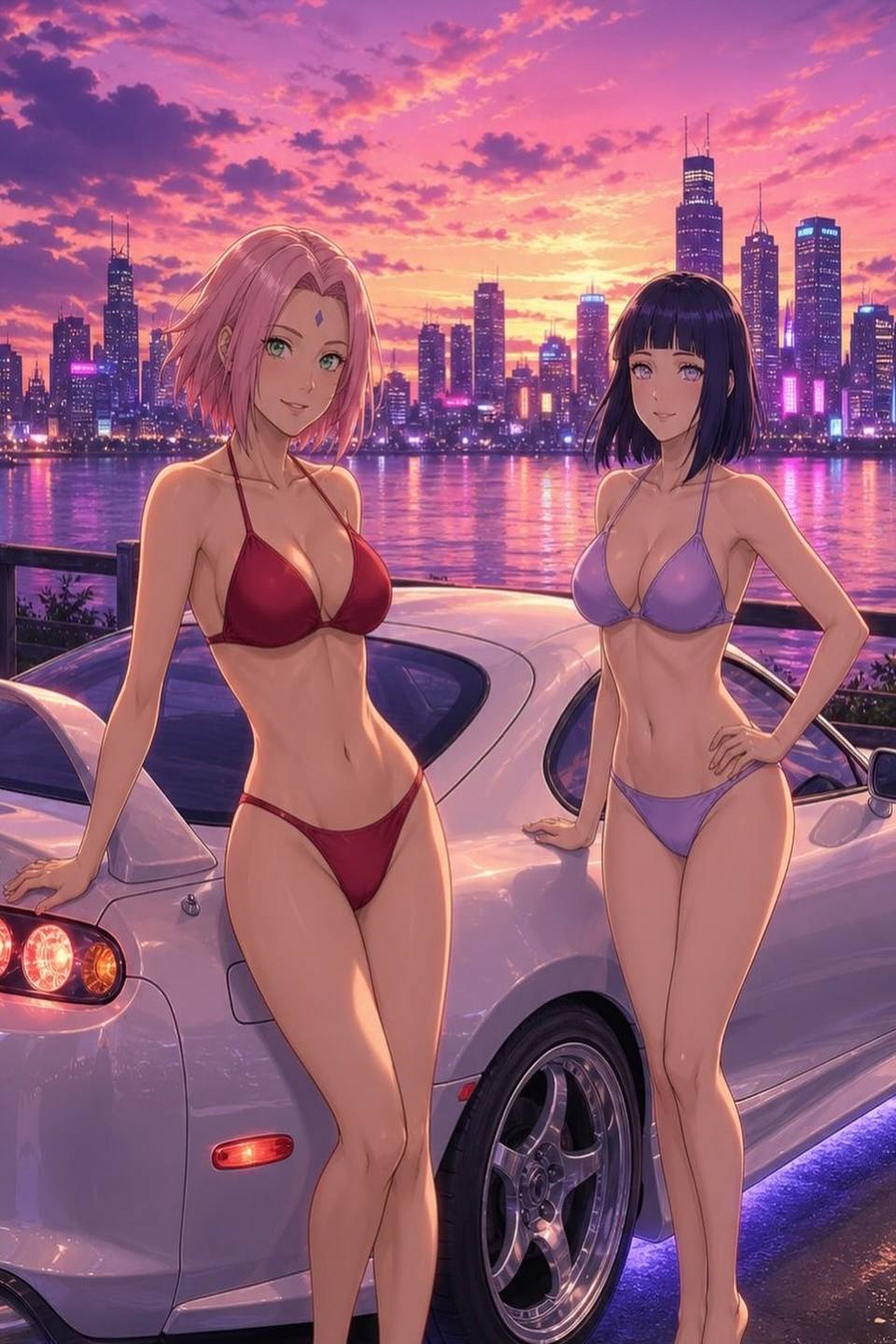 Sakura Hinata Naruto Anime Poster Ninja Sisters Art Print
