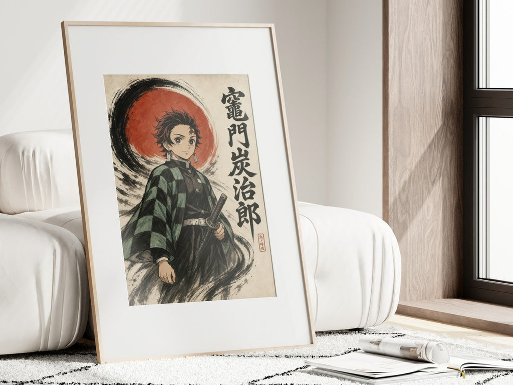 Demon Slayer Hm01 Tanjiro Sumi E Sun Anime Poster