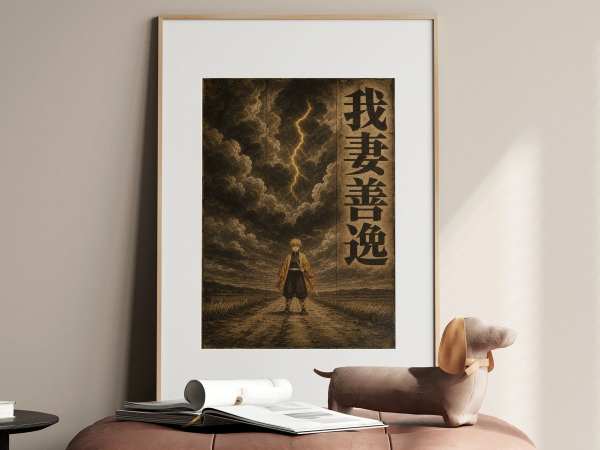 Demon Slayer Hm04 Zenitsu Sepia Thunder Anime Poster
