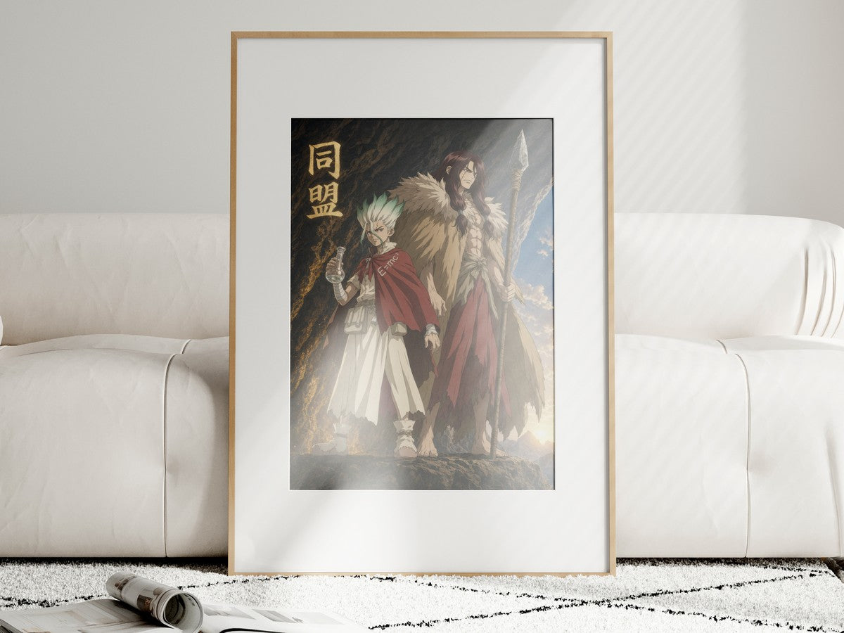 Unframed poster on wall