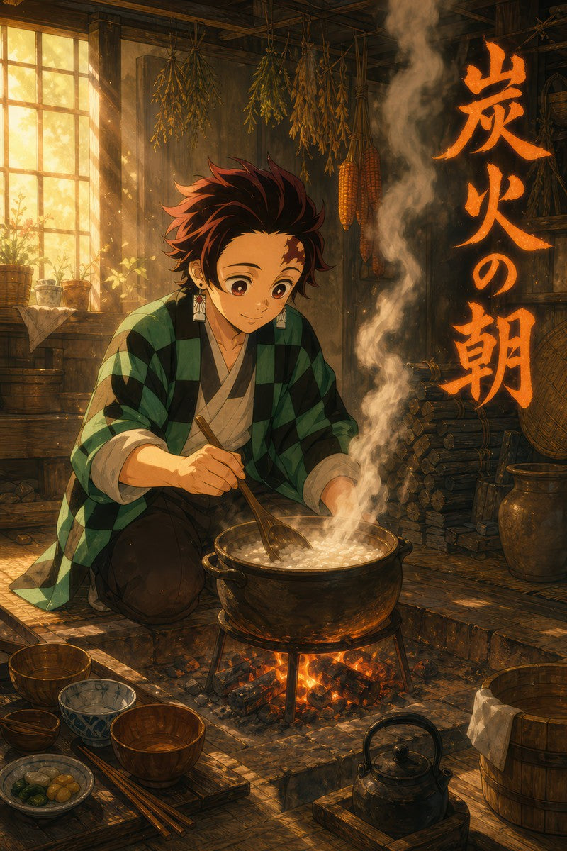 Demon Slayer Tanjiro Ghibli Set Charcoal Morning Anime Poster