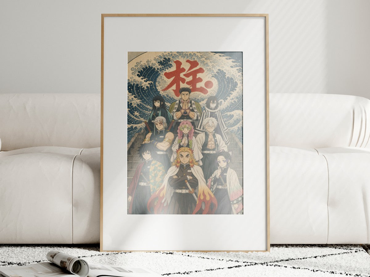 Demon Slayer Nine Hashira Ukiyoe Ensemble Anime Poster