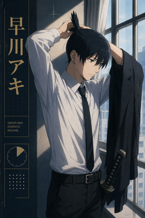 HEDESYNS90:chainsaw-man-aki-ties-topknot-quiet-morning-japanese-editorial-gpt-image-2-pixazo-medium-v01:original