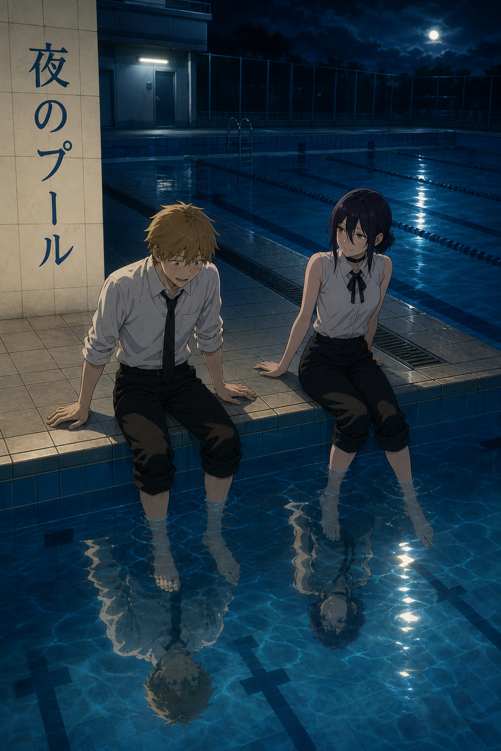 HEDESYNS90:chainsaw-man-denji-reze-school-pool-reflections-cinematic-cobalt-night-pool-gpt-image-2-pixazo-medium-v01:original