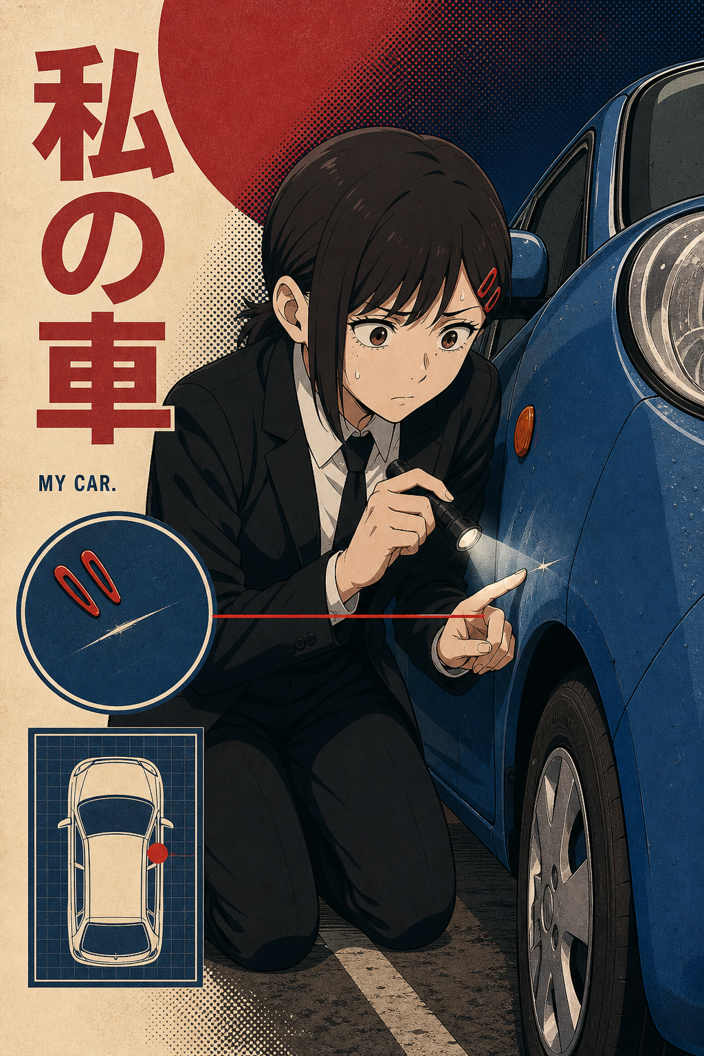 HEDESYNS90:chainsaw-man-kobeni-my-car-comic-automotive-emergency-poster-gpt-image-2-pixazo-medium-v01:original