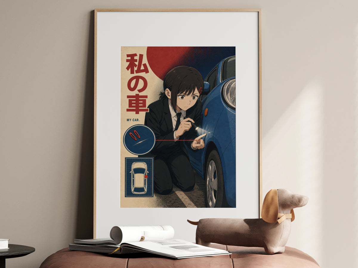 HEDESYNS90:chainsaw-man-kobeni-my-car-comic-automotive-emergency-poster-gpt-image-2-pixazo-medium-v01:hero