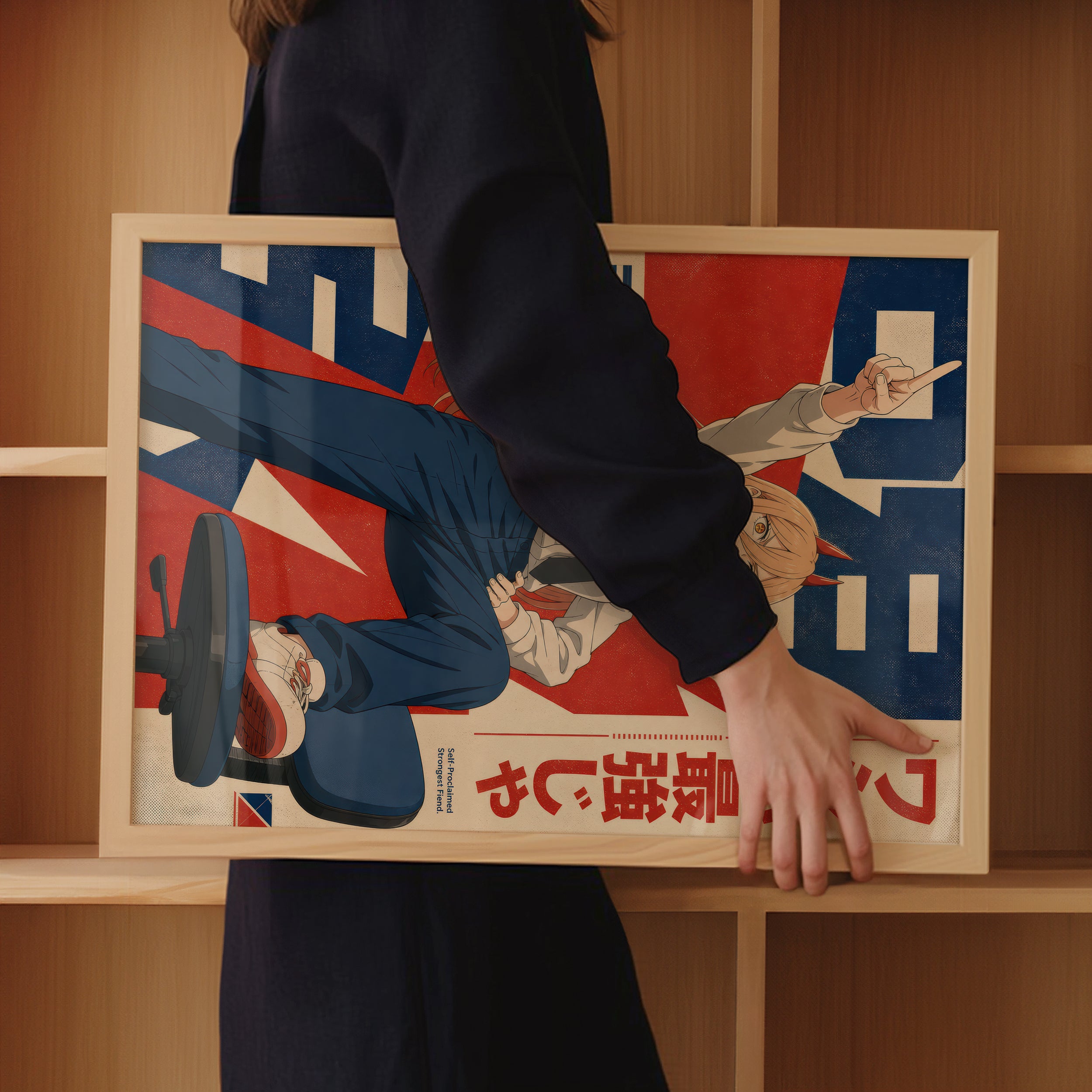 HEDESYNS90:chainsaw-man-power-self-proclaimed-victory-bold-blue-red-anime-editorial-gpt-image-2-pixazo-medium-v01:mockup