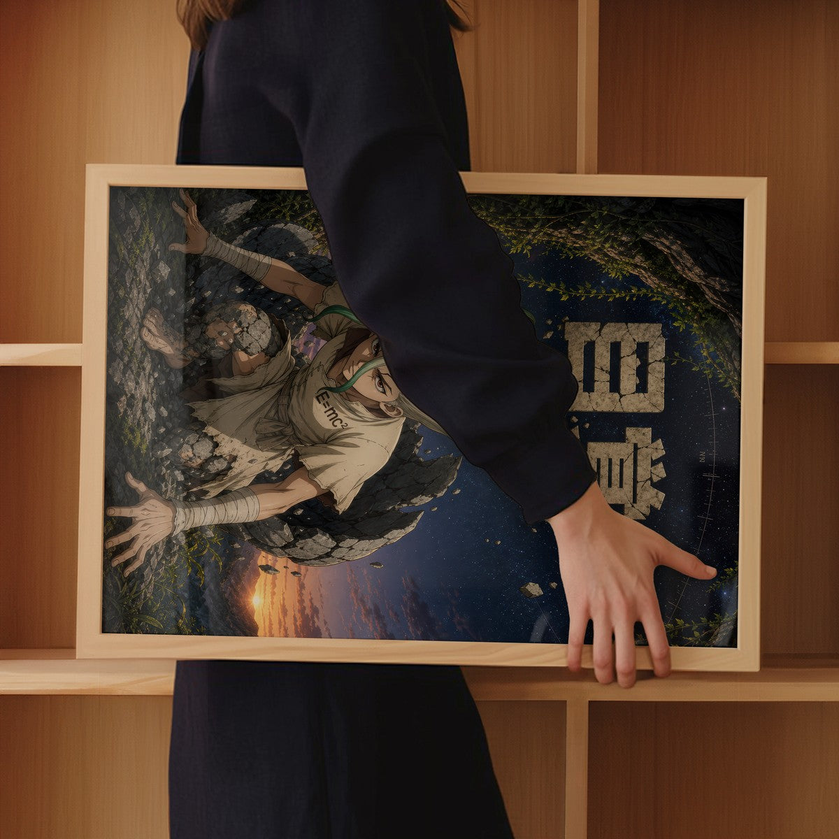 Poster in bedroom setting
