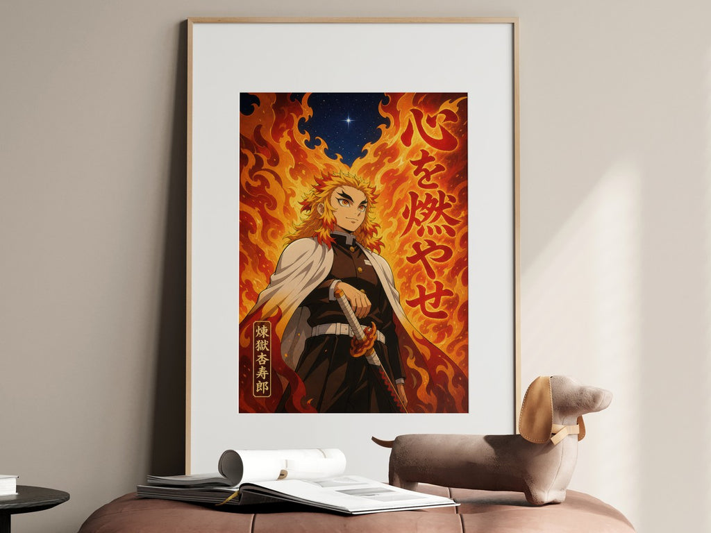 Demon Slayer Rengoku Flame Quote Anime Poster