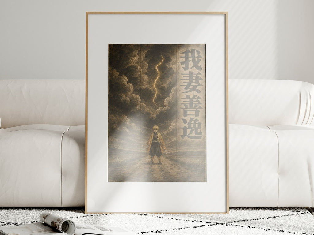Demon Slayer Hm04 Zenitsu Sepia Thunder Anime Poster