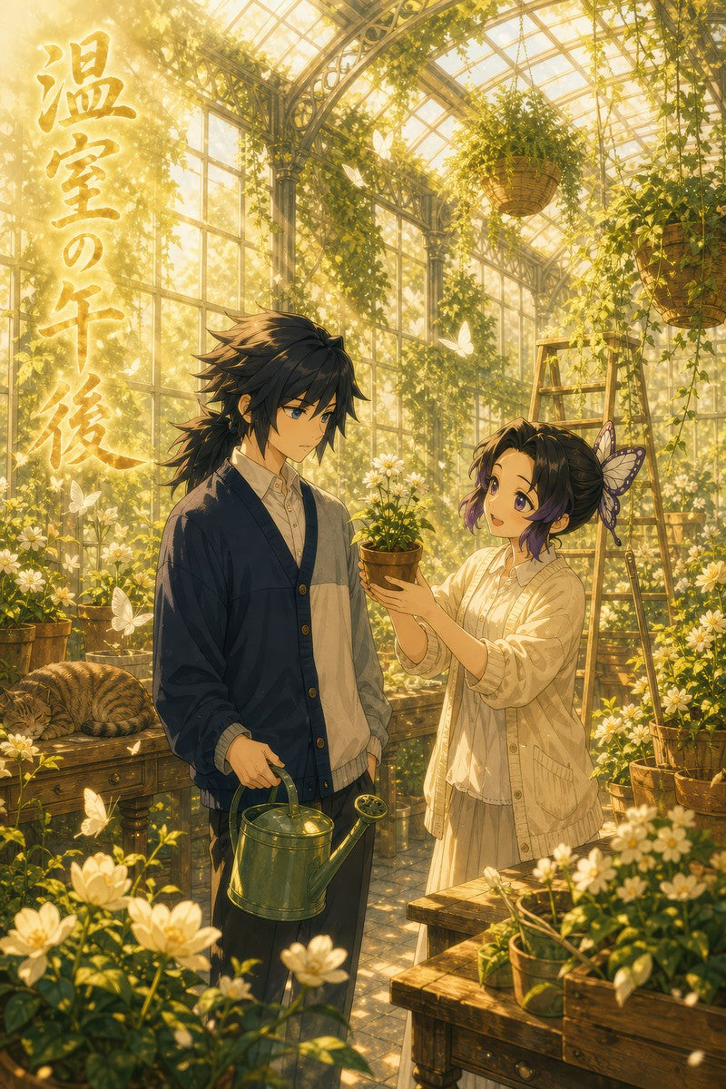 Demon Slayer Giyu Shinobu Dreamy Greenhouse Anime Poster