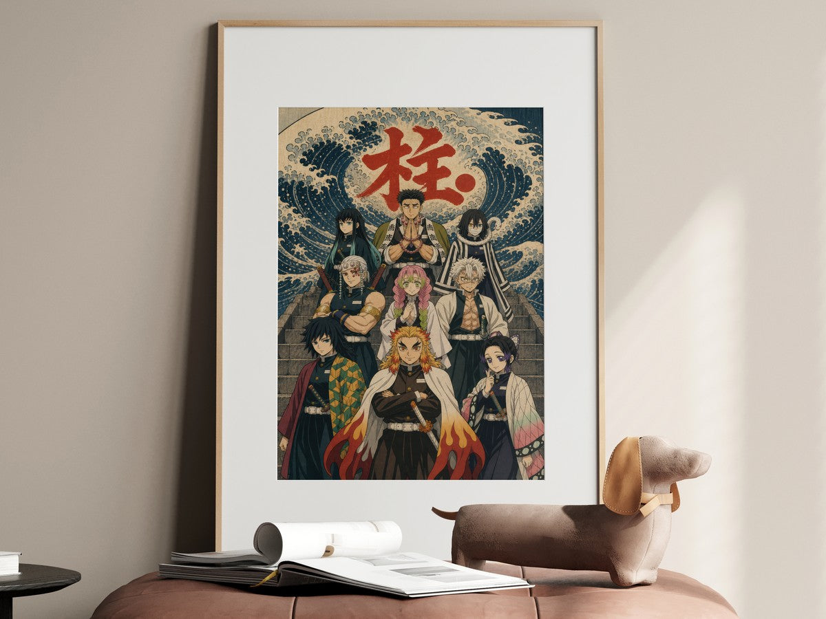 Demon Slayer Nine Hashira Ukiyoe Ensemble Anime Poster