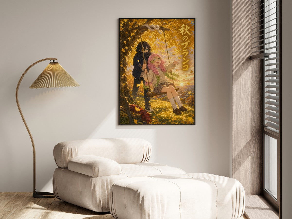Demon Slayer Obanai Mitsuri Dreamy Autumn Swing Anime Poster