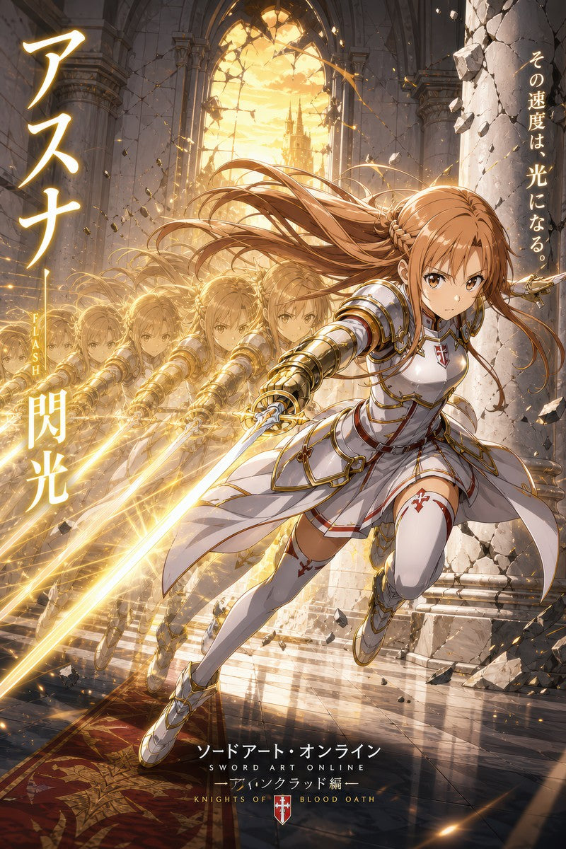 Sword Art Online Sao02 Asuna Flash Strike Dark Fantasy Key Visual Anime Poster