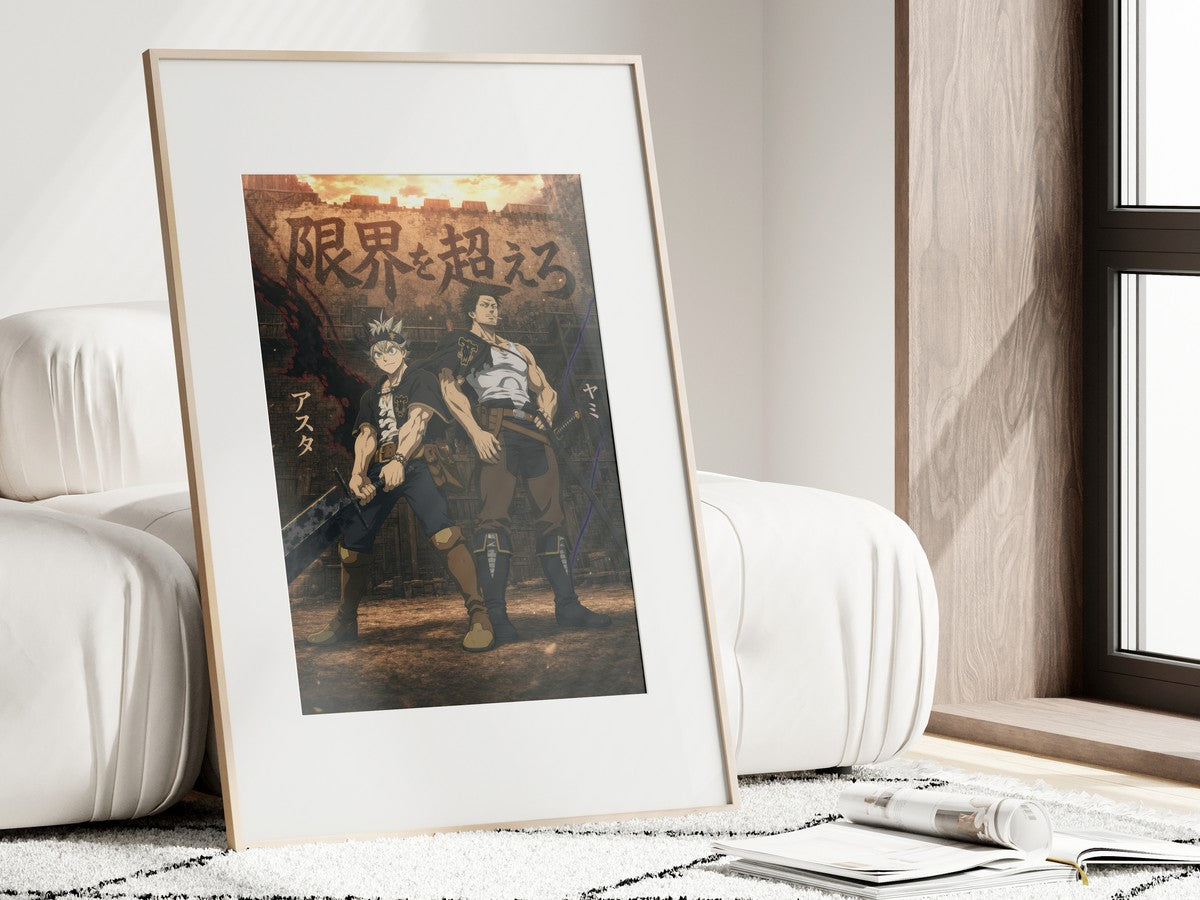 Framed poster above a desk