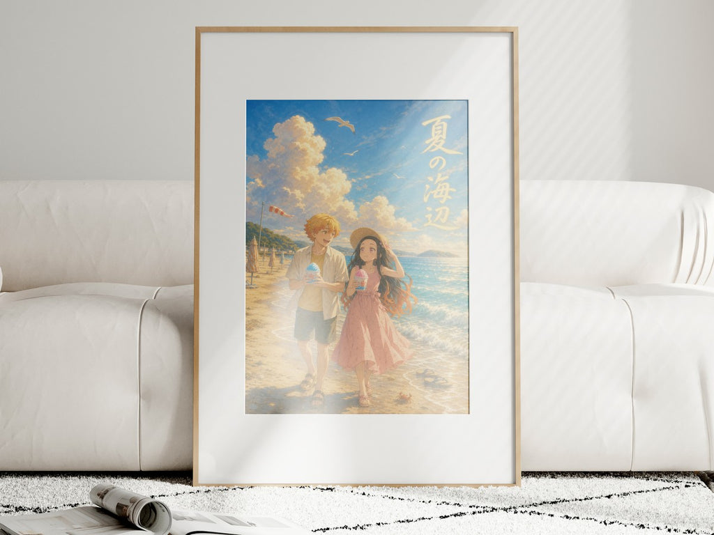 Demon Slayer Zenitsu Nezuko Dreamy Seaside Shaved Ice Anime Poster