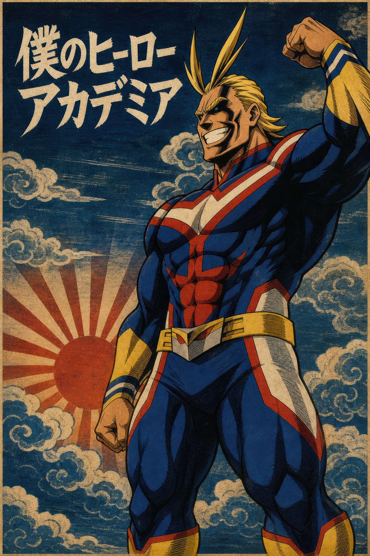 My Hero Academia G7 Allmight Ukiyoe Anime Poster